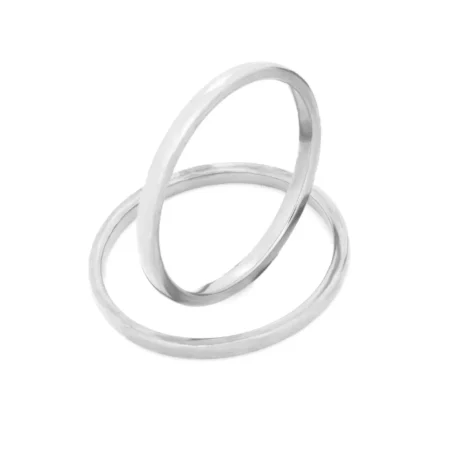 Aliança Lisa de 2mm Prateada de Aço Inoxidável