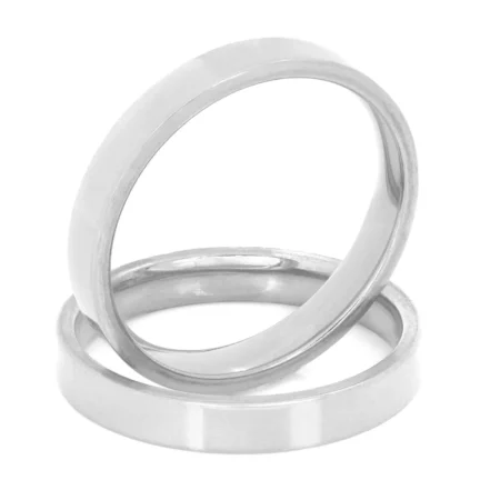 Aliança Quadrada Anatômica 4mm Prateada de Aço Inoxidável