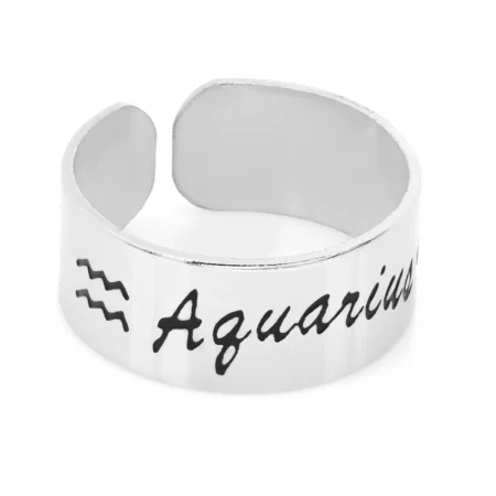 Anel Metálico Ajustável do Signo de Aquário