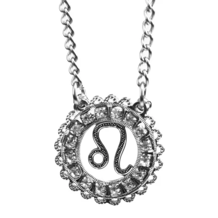Corrente de Signo de Leão Cravejada com Zircônias de Aço Inoxidável (Tam P)