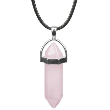 Colar de Pedra de Quartzo Rosa Ajustável
