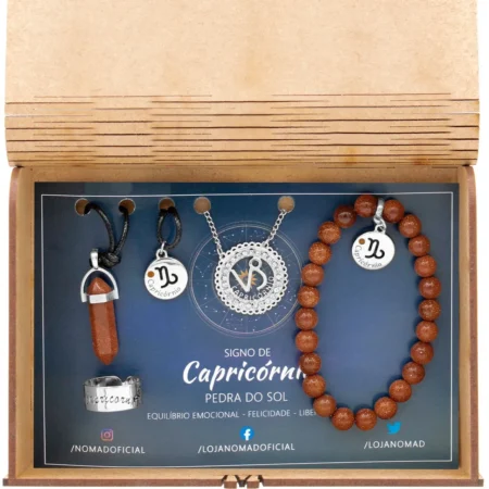 Conjunto de Signo de Capricórnio - Pedra do Sol