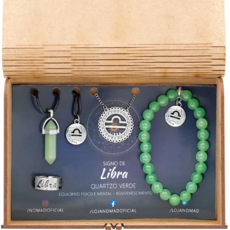Conjunto de Signo de Libra - Pedra Quartzo Verde