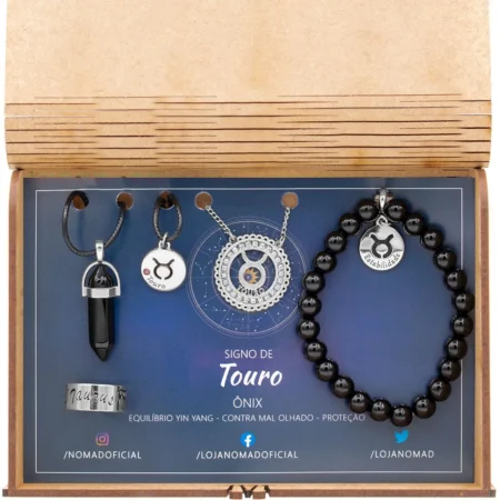 Conjunto de Signo de Touro - Pedra Ônix