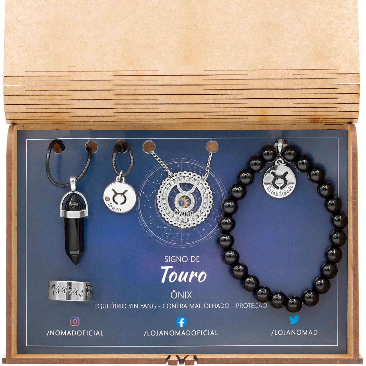 Conjunto de Signo de Touro - Pedra Ônix