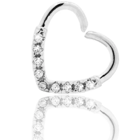 Piercing Argola Niquelada Coração Cravejado Com Zircônias
