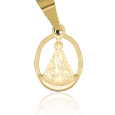 Pingente Medalha de Nossa Senhora Vazada P de Aço Inoxidável