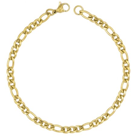 Pulseira Corrente Elo Fígaro 3x1 de Aço Inoxidável