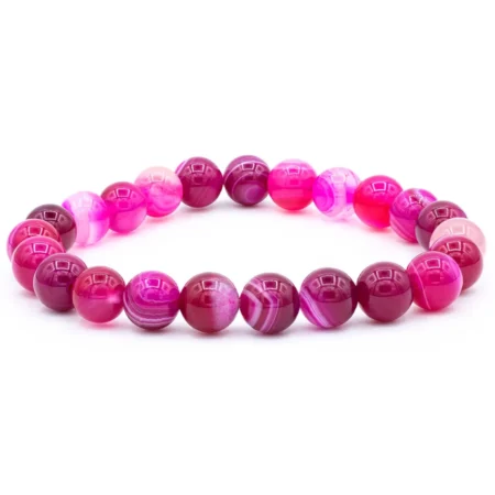 Pulseira de Pedra Ágata Rosa 8mm