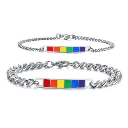 Pulseira Rainbow Elo Groumet Aço inox 316L
