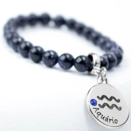 Pulseira de Signo de Aquário com Pedra da Estrela - Elegância e Inspiração
