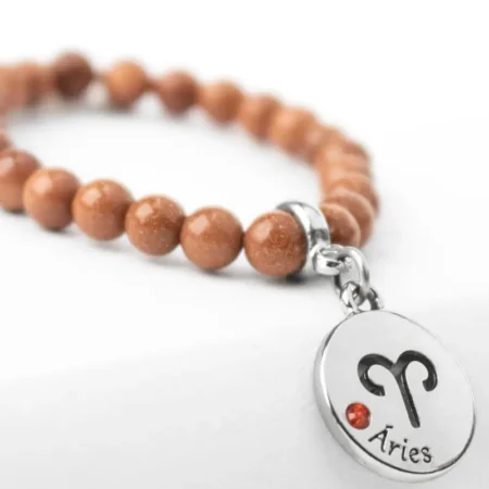 Pulseira de Signo de Áries com Pedra do Sol - Elegância e Energia