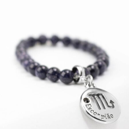 Pulseira de Signo de Escorpião com Pedra Estrela - Elegância e Mistério