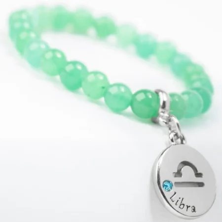 Pulseira de Signo de Libra com Pedra Quartzo Verde - Elegância e Harmonia