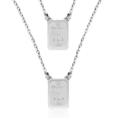Escapulário Deus é Fiel de Aço Inoxidável
