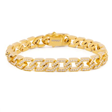 PULSEIRA ICE COM ELOS QUADRADOS 10mm AÇO INOX e NOTA FISCAL