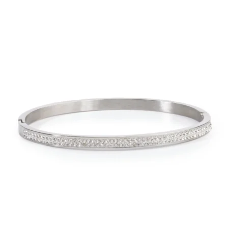 BRACELETE DE AÇO LINHA DUPLA ZIRCÔNIAS