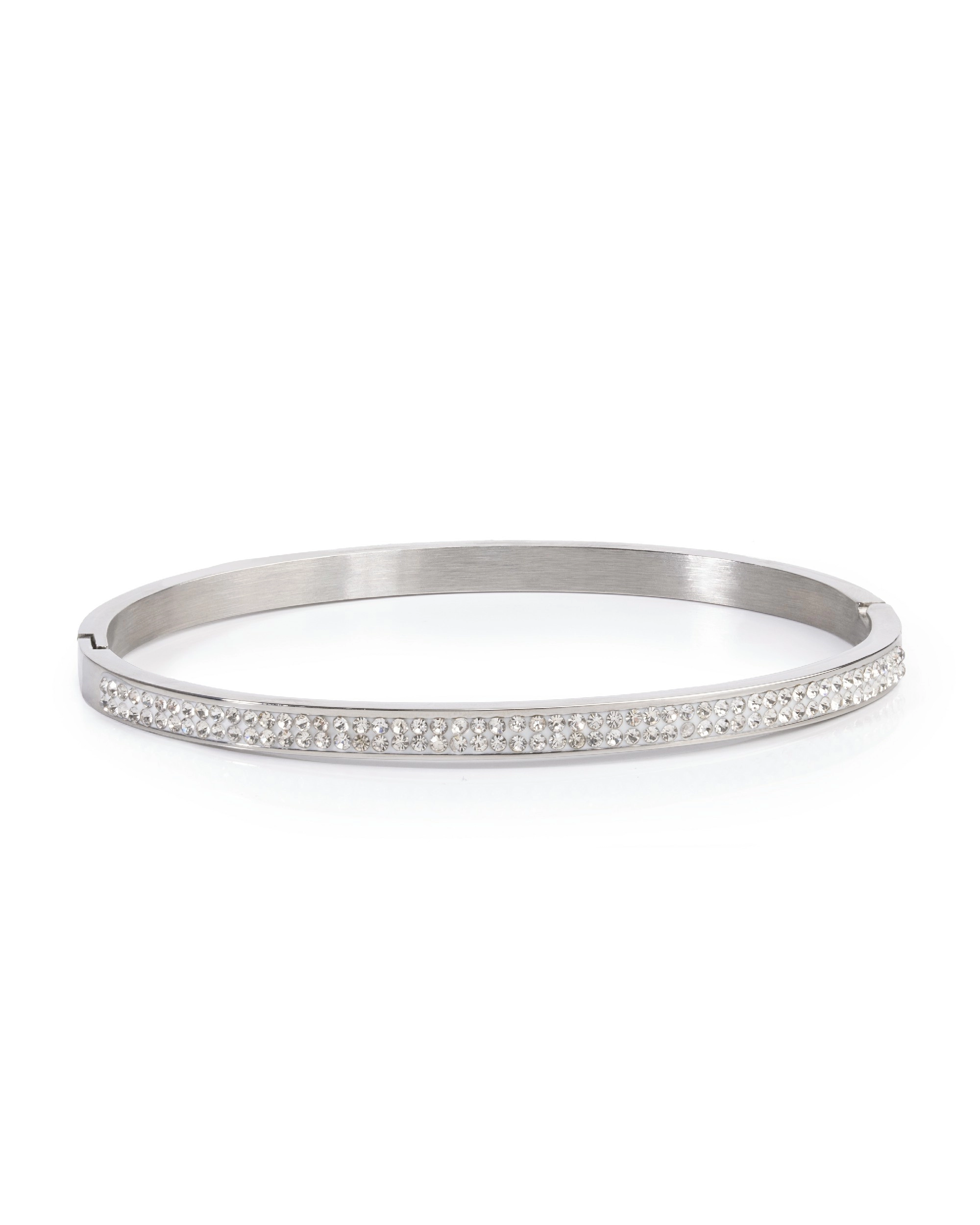 BRACELETE DE AÇO LINHA DUPLA ZIRCÔNIAS