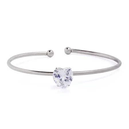 BRACELETE DE AÇO PONTO DE LUZ CORAÇÃO