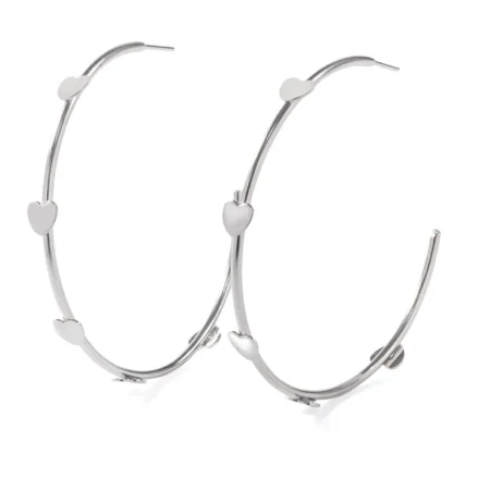 Brinco Prata Heart Hoop Shine