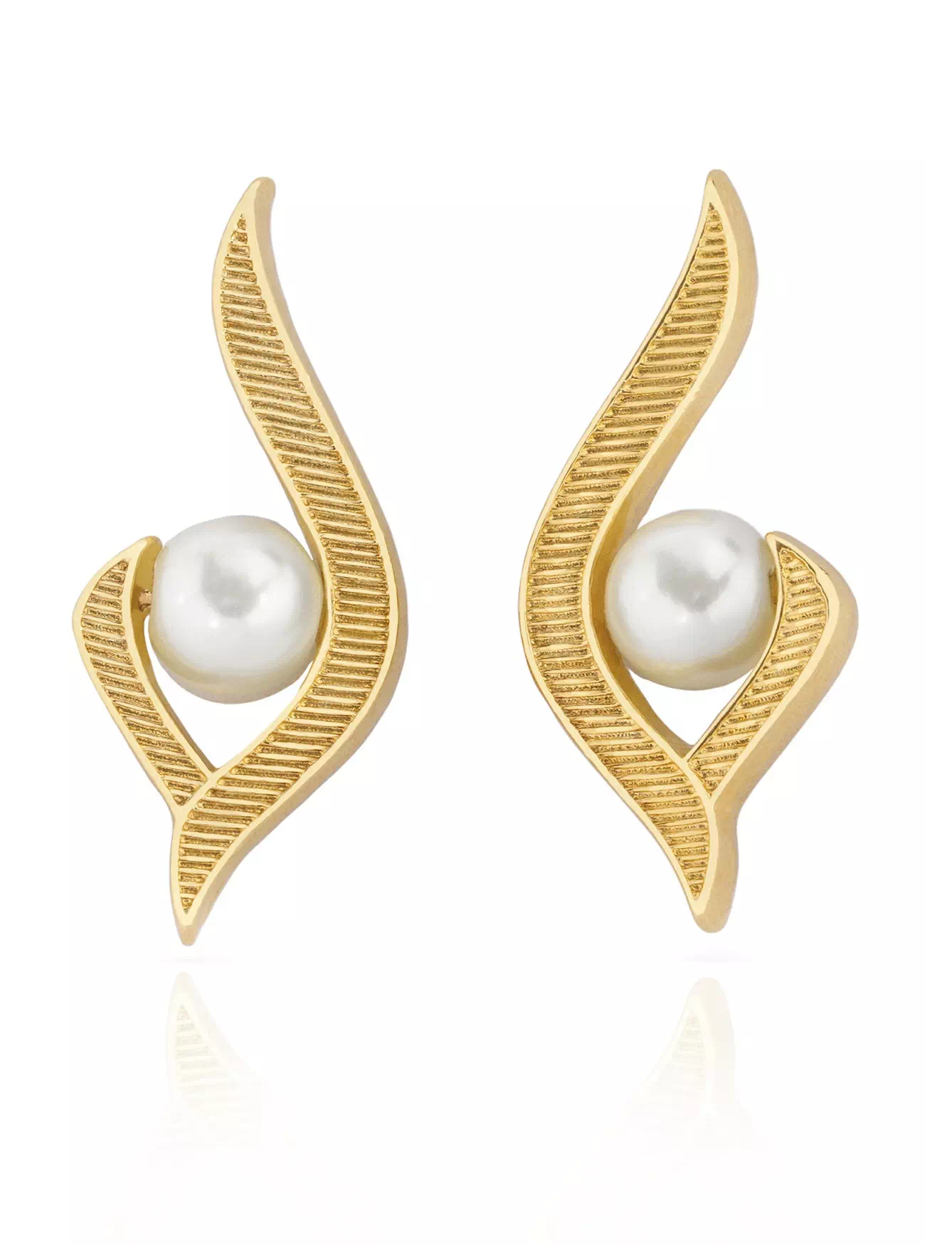Brinco Steel Golden Wave Pearl