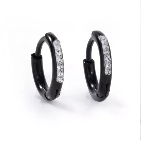 Brinco Argola Black Crystal