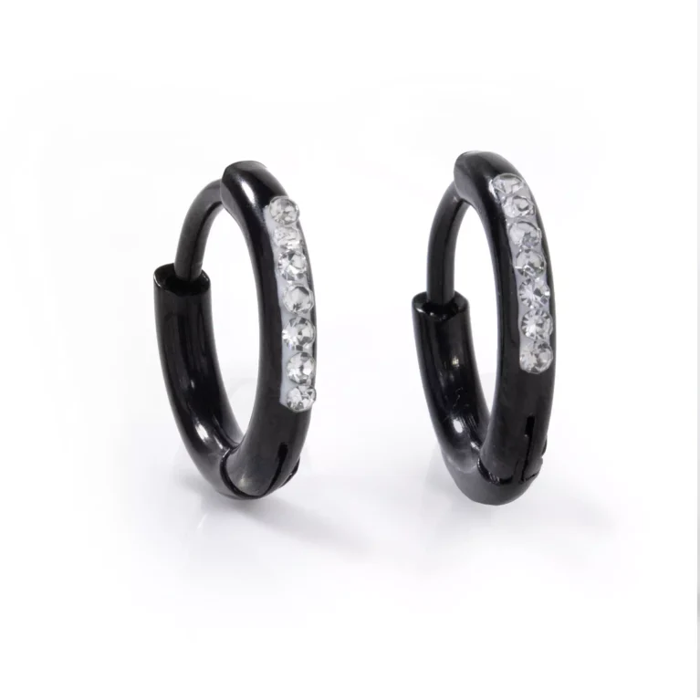 Brinco Argola Black Crystal