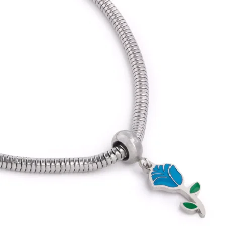 Pulseira Berloqueira Aço Blue Rose