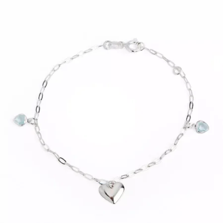 Pulseira de Prata Corações do Azul