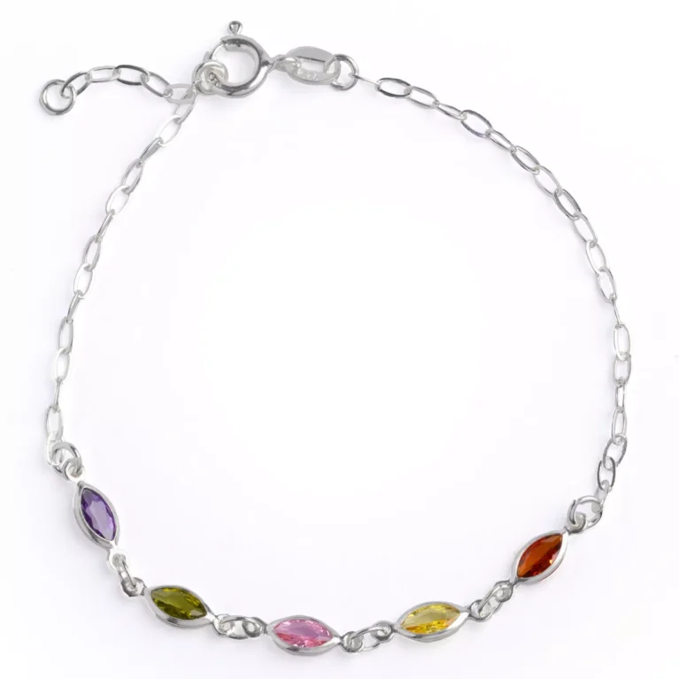 Pulseira Prata Fendas Coloridas