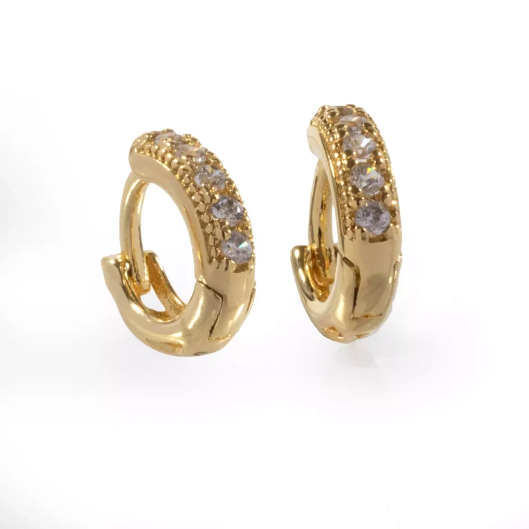 Brinco Argola Cravejada Luxo Gold Urban