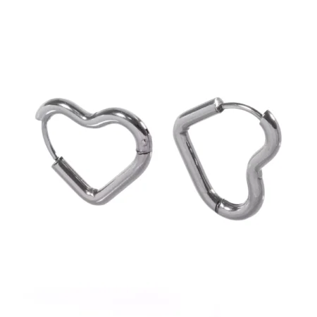 Brinco Argola Heart Steel Duo