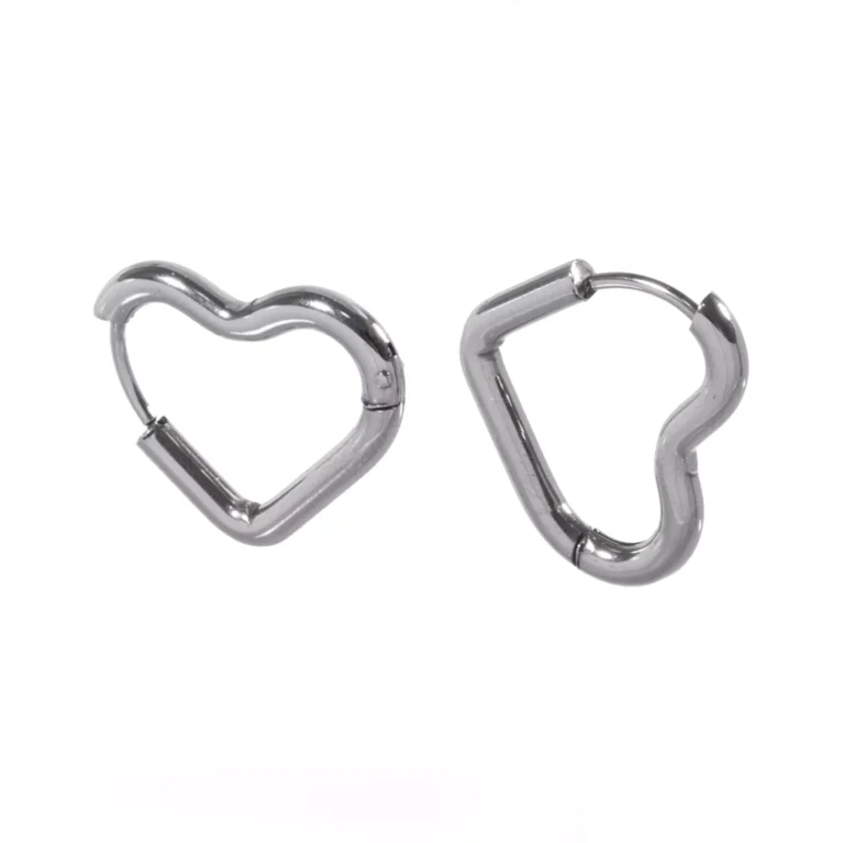 Brinco Argola Heart Steel Duo