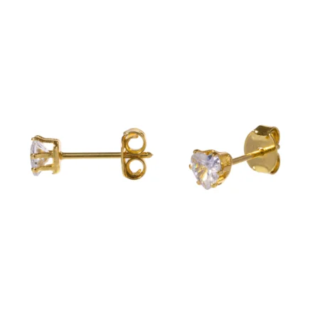 Brinco Stud Zircônia Coração Dourado Urban