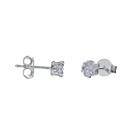 Brinco Stud Flor Zircônia Prata Urbano
