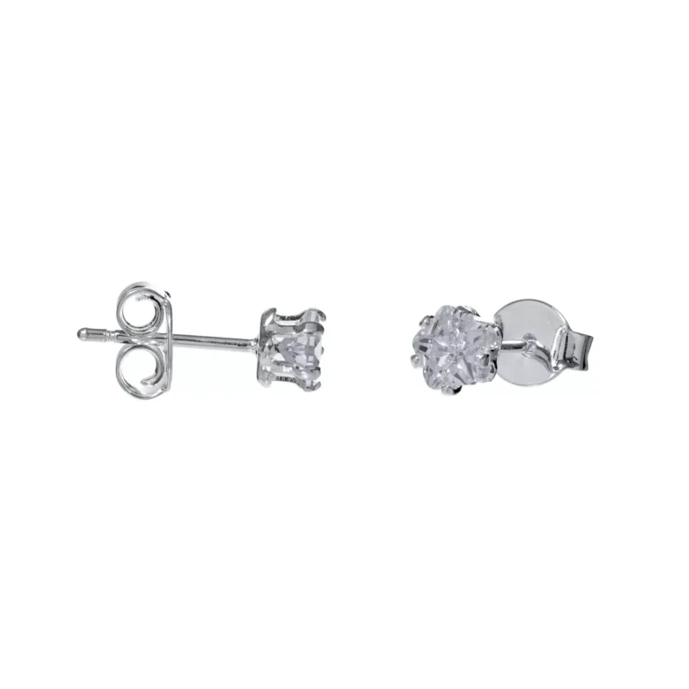 Brinco Stud Flor Zircônia Prata Urbano