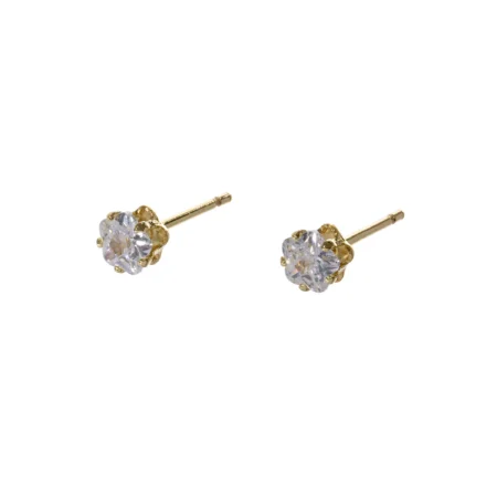 Brinco Stud Flor Zircônia Dourada Urban