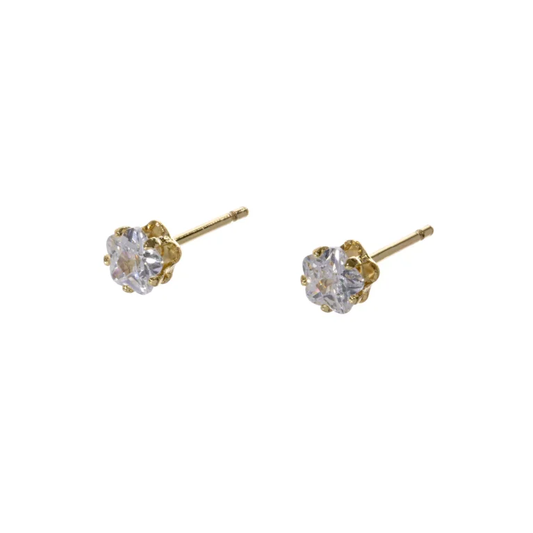Brinco Stud Flor Zircônia Dourada Urban