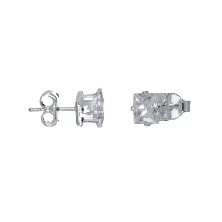 Brinco Stud Zircônia Quadrado Prata Urbano