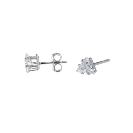 Brinco Stud Zircônia Triângulo Prata Urbano