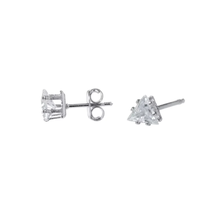 Brinco Stud Zircônia Triângulo Prata Urbano